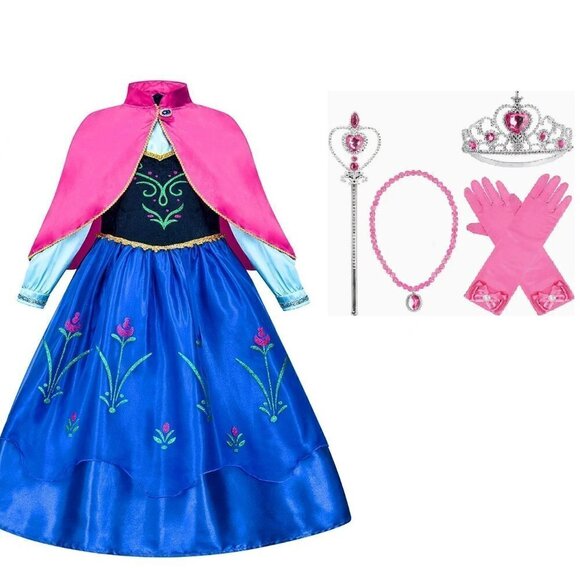 Princess Ana Costume Frozen with Cape and Accessories - Picture 1 of 5